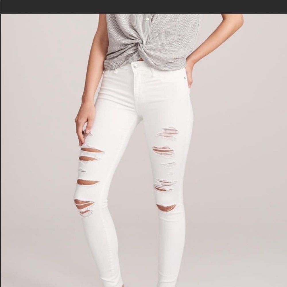 Abercrombie white distressed jean.